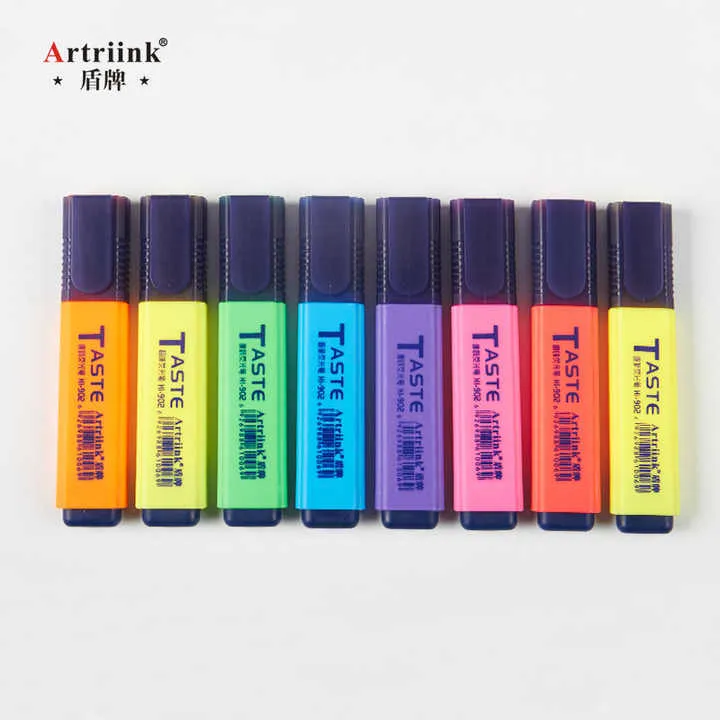 ألوان الفلورسنت هيغليغتر الأقلام ورقة لوحة . Colors Fluorescent Highlighter Pens Paper Handwriting