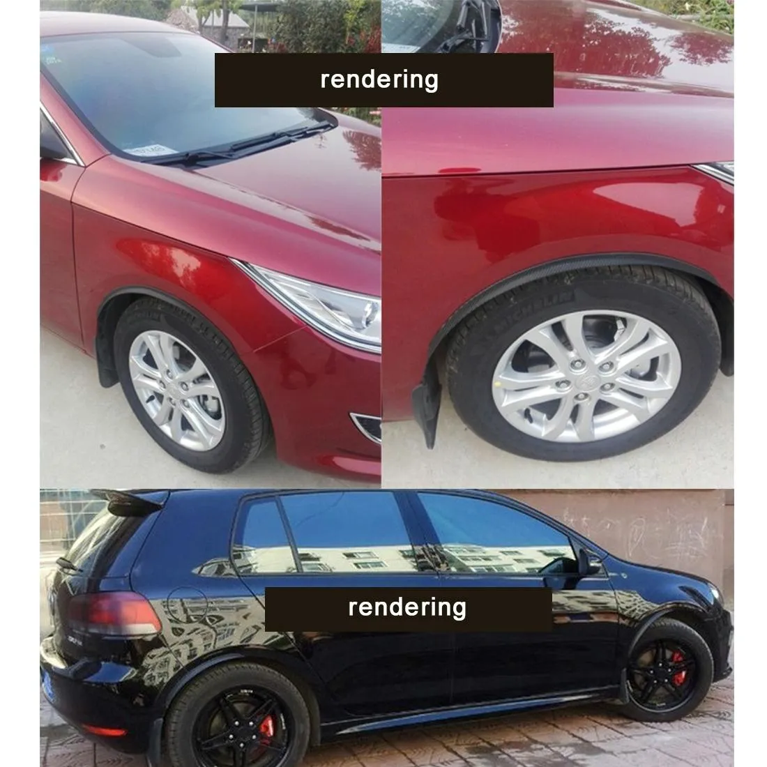 2 Pcs 45Cm Car Stickers | Rubber Large Round Arc Strips | Universal Fender Flares | Wheel Eyebrow Decal | Black Striped