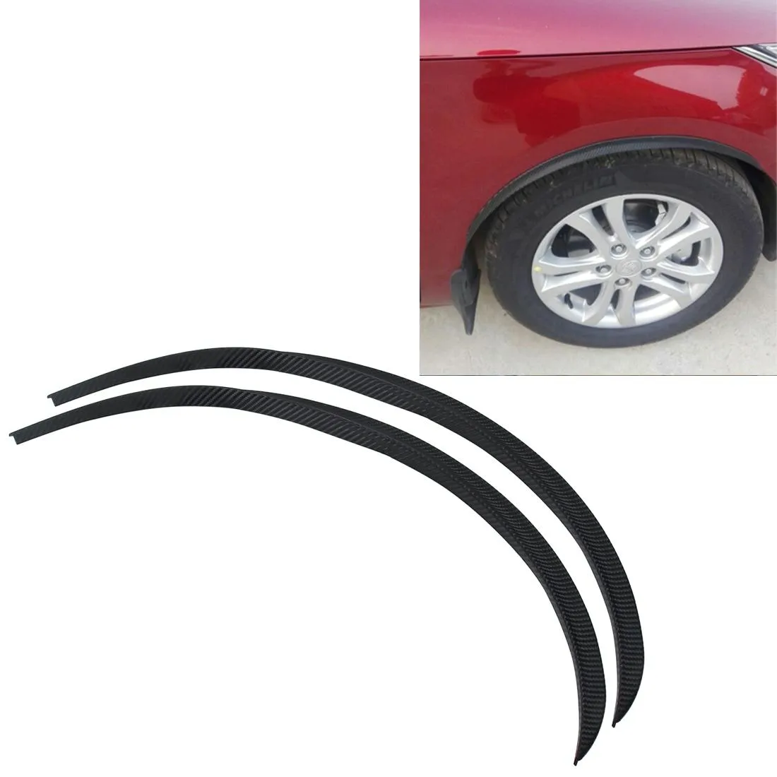 2 Pcs 45Cm Car Stickers | Rubber Large Round Arc Strips | Universal Fender Flares | Wheel Eyebrow Decal | Black Striped
