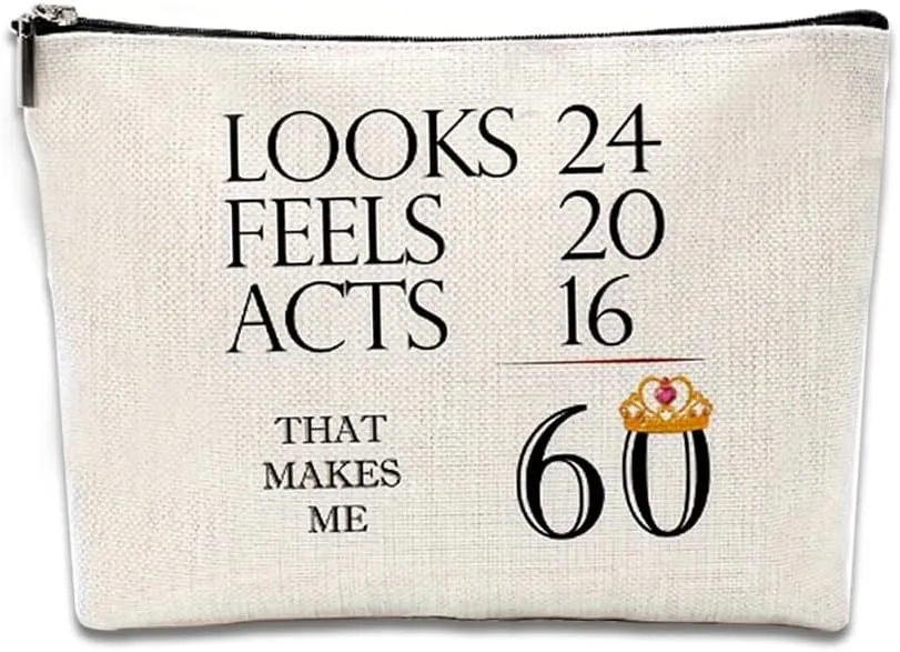 60th Birthday Gifts for Women Makeup Bag 60 Year Old Birthday Gifts for Grandma Mother Aunt Gift for Nana Grammy Mom Friends Gifts for Sister Her Travel Cosmetic Bag