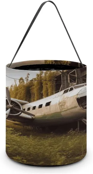 Abandoned Plane Halloween Tote Candy Bag Candy Basket Candy Bucket Gift Bag for Halloween Party