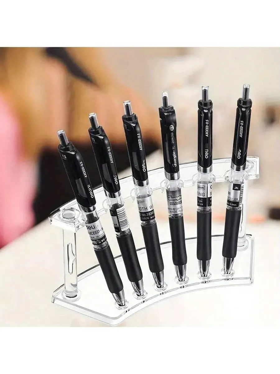 Acrylic Pen Holder, 6 Slots Holder For Eyebrow Pencils, Makeup Brushes & Storage, Ideal For Home And Shop Use