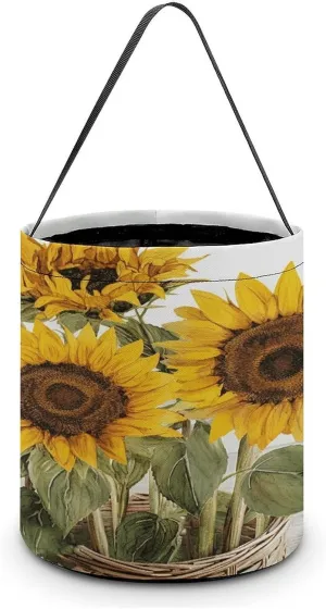 Alluring Sunflowers Summer Halloween Tote Candy Bag Candy Basket Candy Bucket Gift Bag for Halloween Party