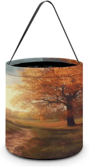 Autumn Scene Halloween Tote Candy Bag Candy Basket Candy Bucket Gift Bag for Halloween Party