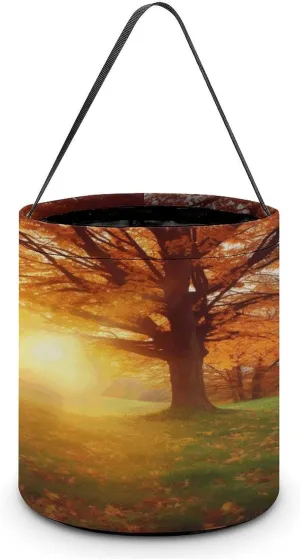 Autumn Sunset Halloween Tote Candy Bag Candy Basket Candy Bucket Gift Bag for Halloween Party