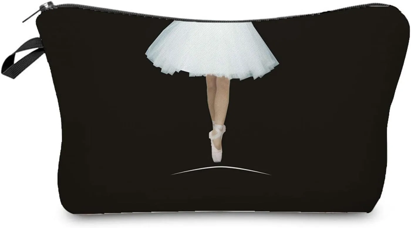 Ballet Cosmetic Bag Cute Makeup Bag Travel Toiletry Storage Zipper Pouch Present for Ballet Dancers Women Families Friends Sisters