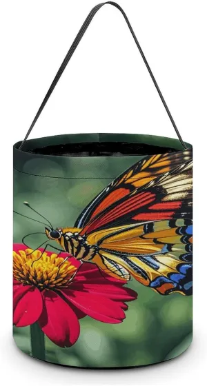 Beautiful Colorful Butterflys Halloween Tote Candy Bag Candy Basket Candy Bucket Gift Bag for Halloween Party