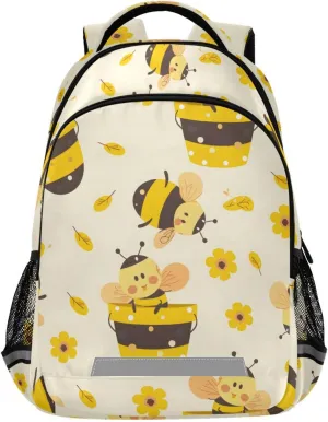 Bee Backpack for Students Boys Girls Cartoon Bees Buckets Of Honey School Bag Travel Daypack Rucksack