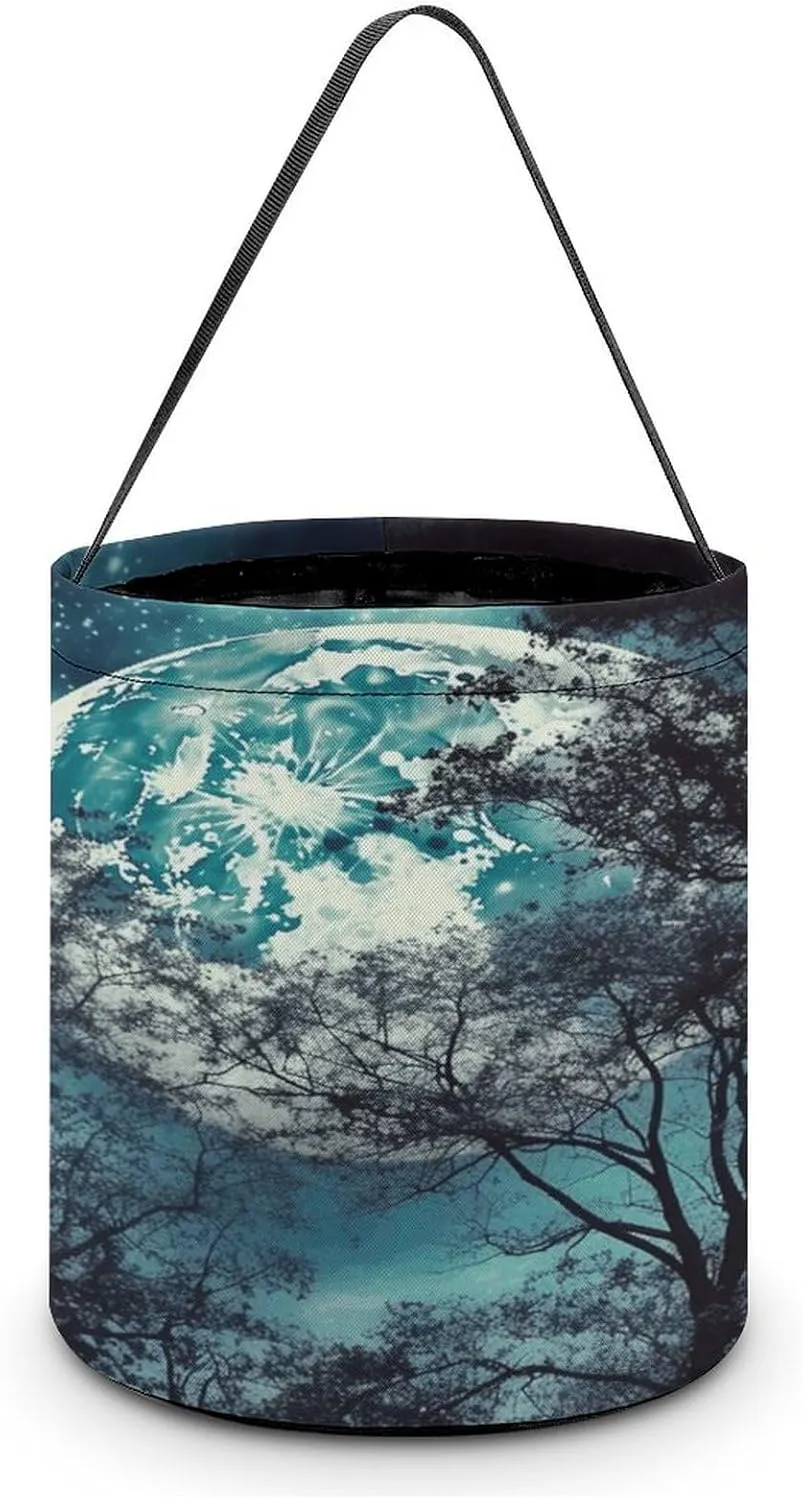 Blue Moon Halloween Tote Candy Bag Candy Basket Candy Bucket Gift Bag for Halloween Party