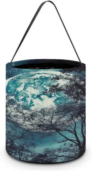 Blue Moon Halloween Tote Candy Bag Candy Basket Candy Bucket Gift Bag for Halloween Party