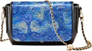 Blue Turbulent Cloudy Sky Leather Shoulder Bags Black Women Crossbody Bag Purses Fashion Satchel with Chain Strap