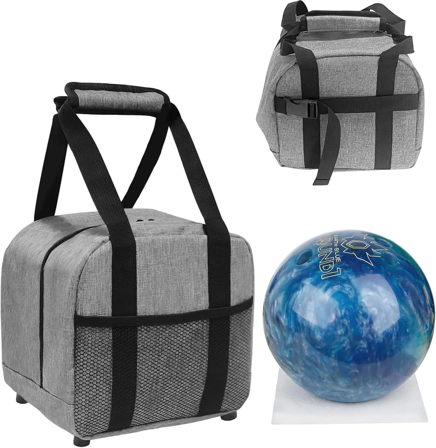 Bowling Ball Bag 2 Ball with Padded Holder Portable Double Bowling Totes with Adjustable Shoulder Strap Large Capacity Bowling Gear Organizer