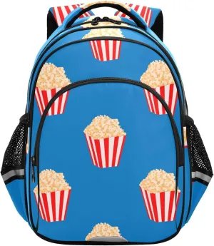 Buckets Of Popcorn Blue Backpack for School Study Book Bag Laptop Backpack Work Travel Computer Bags