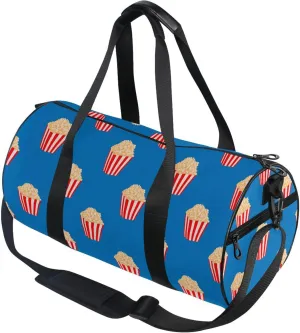Buckets Of Popcorn Blue Gym Duffle Bag Women Men Sports Fitness Bag for Travel Workout Gymnastics Dance Ballet