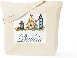CafePress Babcia Birdhouse Tote Bag Natural Canvas Tote Bag, Reusable Shopping Bag