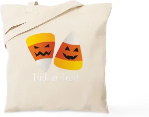 CafePress Trick Or Treat Halloween Candy Corn Tote Bag Natural Canvas Tote Bag, Reusable Shopping Bag