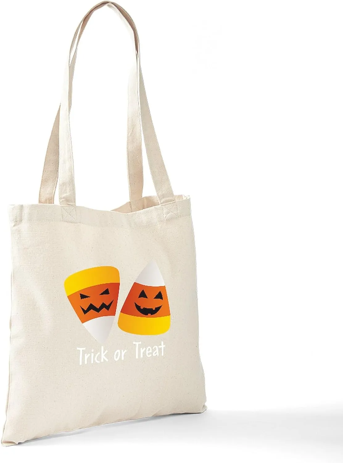CafePress Trick Or Treat Halloween Candy Corn Tote Bag Natural Canvas Tote Bag, Reusable Shopping Bag