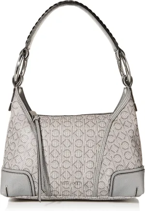 Calvin Klein Ivy Novelty Small Hobo, Grigio/Ivory Printed Jacquard