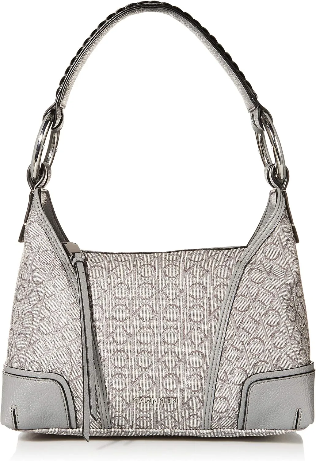 Calvin Klein Ivy Novelty Small Hobo, Grigio/Ivory Printed Jacquard