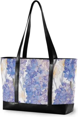 Cartoon Hyacinth Electric Blue Waterproof womens laptop tote bag with zipper totes for women work with commuter maletn para laptop mujer