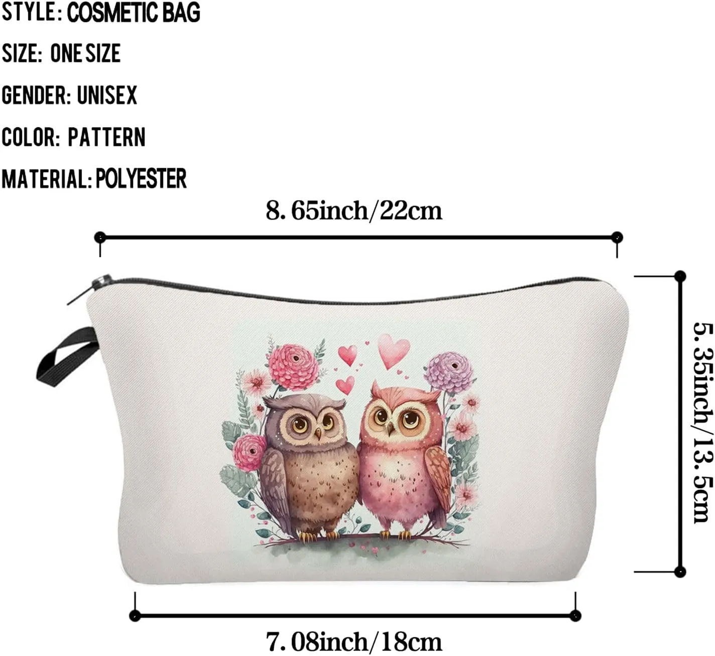 Cartoon Owls Makeup Bag Small Cute Makeup Organizer Bag Toiletry Zipper Pouch Birthday Christmas Gift for Owl Lovers Cartoon Owl Cosmetic Bag for Women BFF