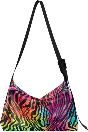 Colorful Zebra Tote Bag for Women Large Hobo Bags Crossbody Tote Bag Handbags with Adjustable Strap for School Men