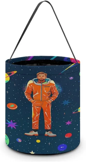 Cool Man in Outer Space Galaxy Halloween Tote Candy Bag Candy Basket Candy Bucket Gift Bag for Halloween Party