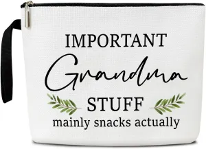 Cosmetic Bag for Grandma - Important Grandma Stuff Makeup Cosmetic Bags for Grandma, Grandma Gifts from Granddaughter Grandson, Appreciation Gifts for Women Retirement Gifts for Grandmother Nana - 051