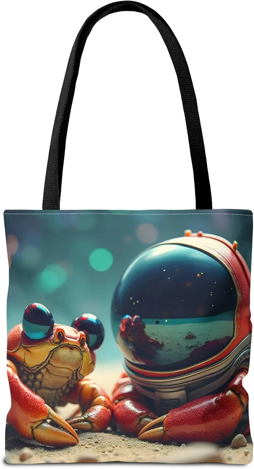 Crabs Tote Bag- Funny Sea Creature Bags for Beach & Pool, Silly Space Astronaut Shopping Bags for Boys, Fun Kids Travel Totes