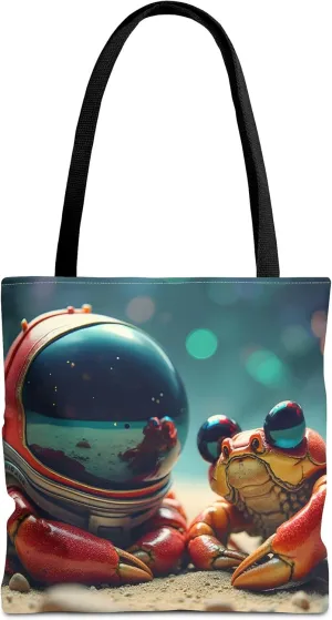 Crabs Tote Bag- Funny Sea Creature Bags for Beach & Pool, Silly Space Astronaut Shopping Bags for Boys, Fun Kids Travel Totes