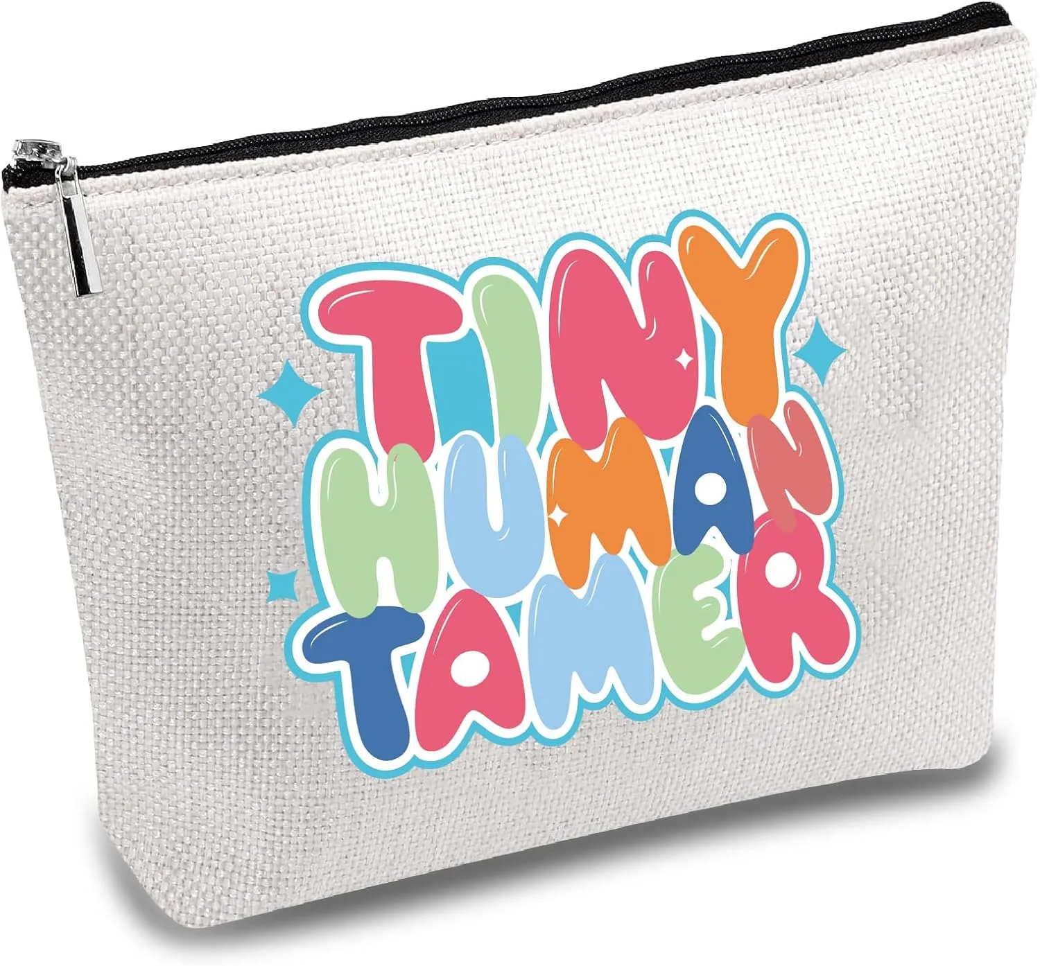 CREATCABIN Canvas Zipper Bag Portable Cosmetics Storage Bag Toiletries Pouch Pencil Stationery Bag Daily Supplies Organizer Makeup Tools Collection Bag for Business Trip Outdoor Camping 7x10 In
