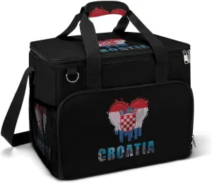 Croatia Flag Croatian Hrvatska Leakproof Camping Backpack Travel Cooler Bag Beach Food Storage Lunch Pack