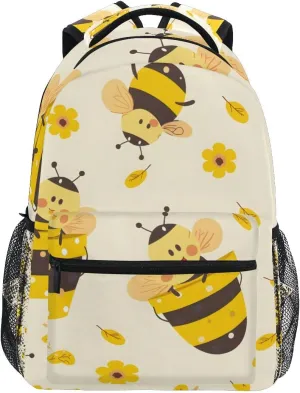 Cute Cartoon Bees The Buckets Of Honey School backpack for Boys Girls, Elementary School Bookbag Travel Bag Laptop Daypack with Name Tag