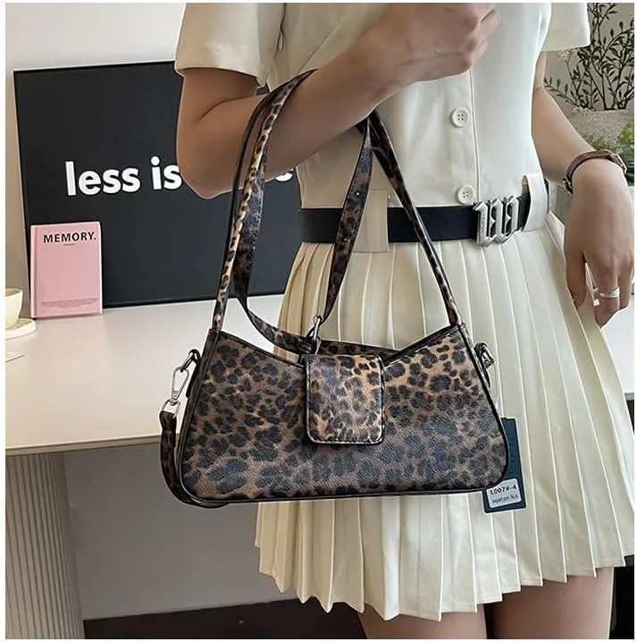 Cute y2k Cheetah Handbags for Women, Fashion Shoulder Bag Hobo Bag Demure Y2k Classy Mcbling Leopard Print Sling Purse (Style 4)
