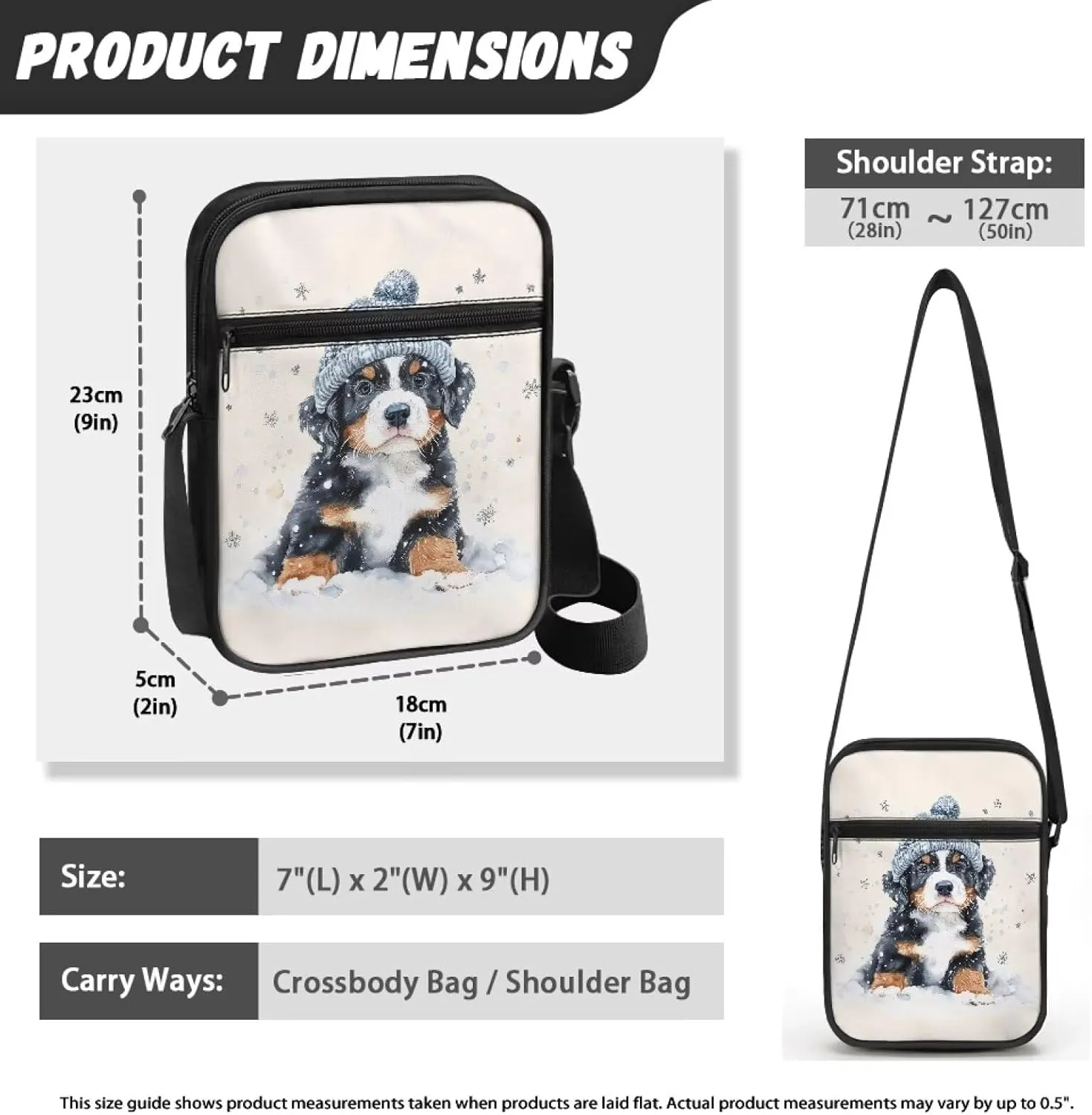 Dog Print Women's Crossbody Bags Waterproof Shoulder Bag Satchel Messenger Bags with Pockets