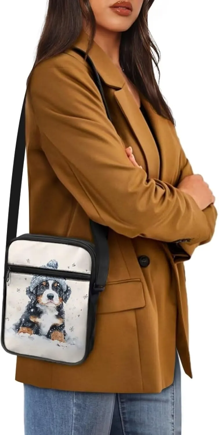Dog Print Women's Crossbody Bags Waterproof Shoulder Bag Satchel Messenger Bags with Pockets