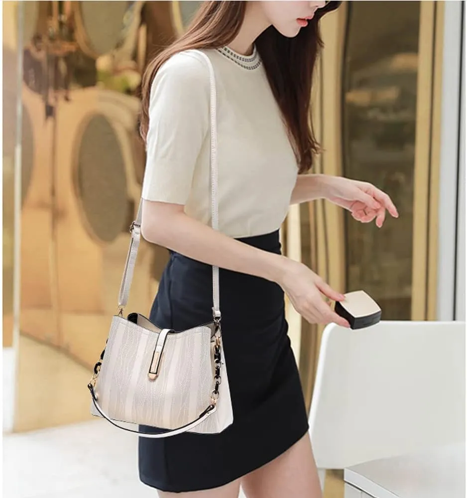 Downupdown Womens Crossbody Bags Satchel Purse PU Leather Hobo Handbags Single Shoulder Bag Textured Print Small Totes