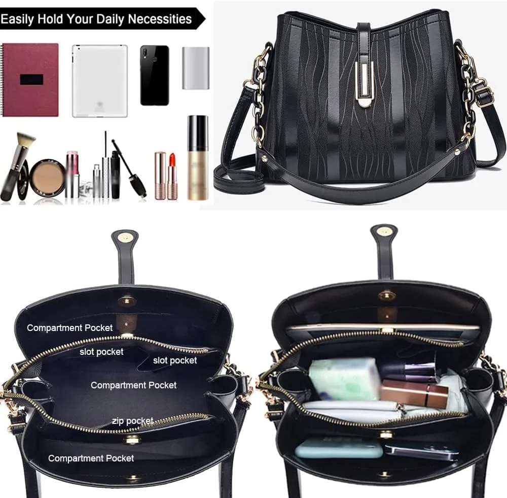 Downupdown Womens Crossbody Bags Satchel Purse PU Leather Hobo Handbags Single Shoulder Bag Textured Print Small Totes
