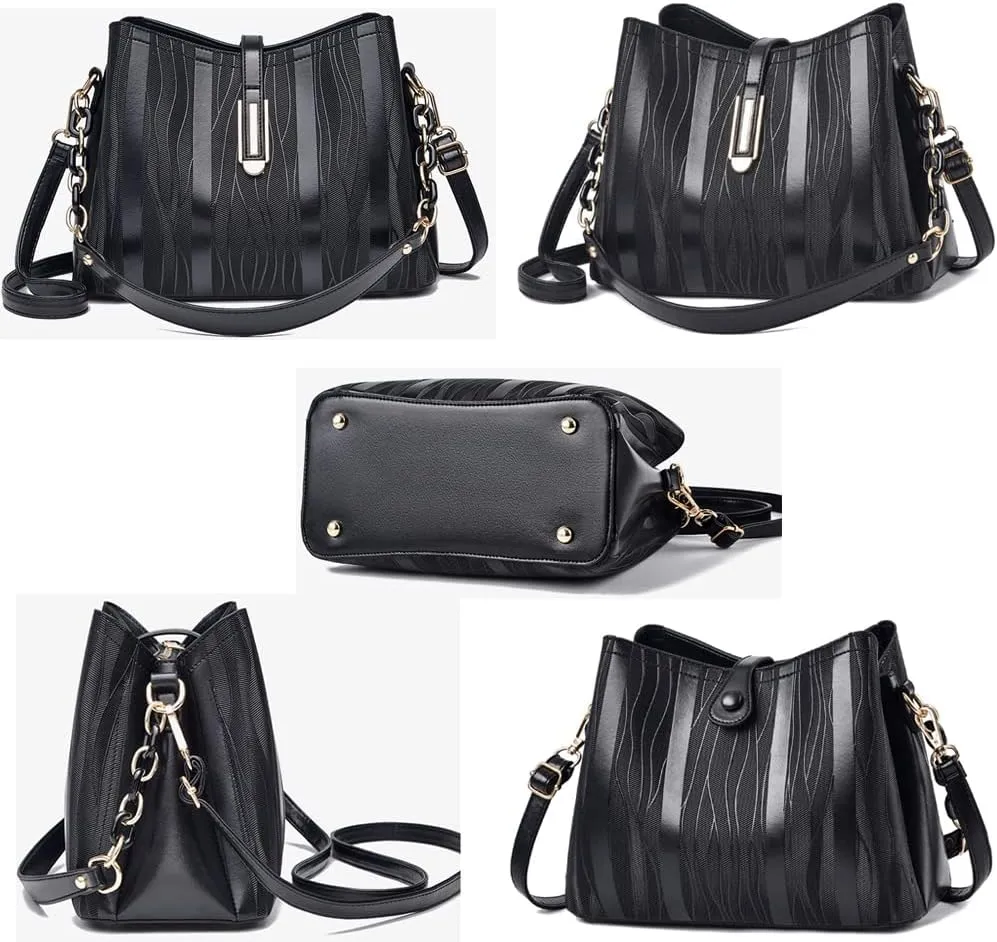 Downupdown Womens Crossbody Bags Satchel Purse PU Leather Hobo Handbags Single Shoulder Bag Textured Print Small Totes