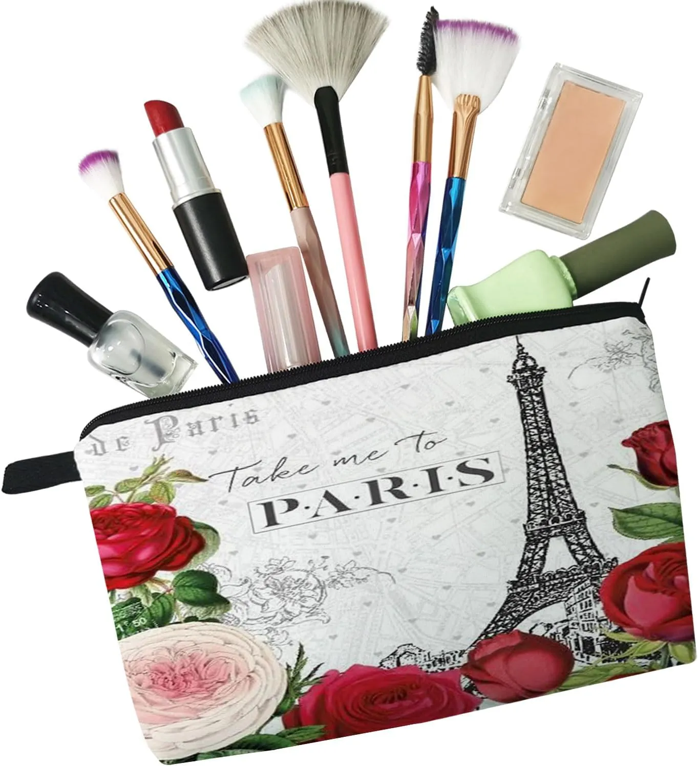Eiffel Tower Cosmetic Bag for Women Cute Small Makeup Bag for Purse Travel Toiletry Zipper Pouch for Girls Gift for Sisters Paris Eiffel Tower Makeup Bag for Her