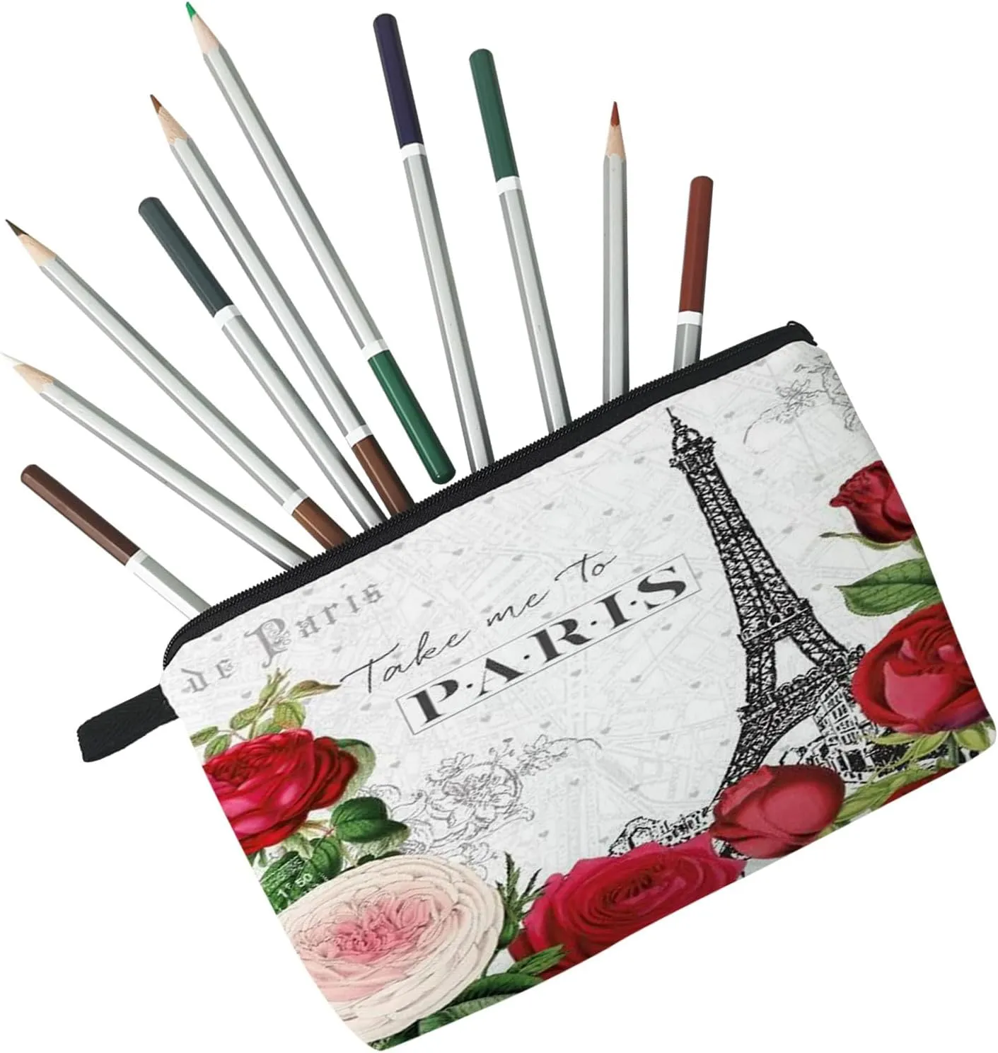 Eiffel Tower Cosmetic Bag for Women Cute Small Makeup Bag for Purse Travel Toiletry Zipper Pouch for Girls Gift for Sisters Paris Eiffel Tower Makeup Bag for Her