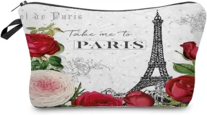 Eiffel Tower Cosmetic Bag for Women Cute Small Makeup Bag for Purse Travel Toiletry Zipper Pouch for Girls Gift for Sisters Paris Eiffel Tower Makeup Bag for Her
