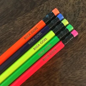 Engraved Pencils in Neon, Set of 10