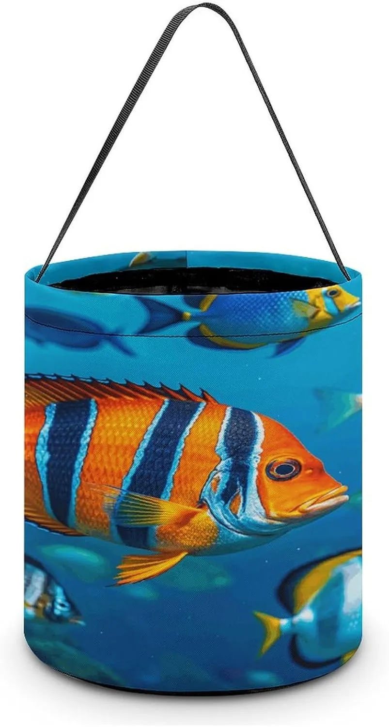 Fishes Halloween Tote Candy Bag Candy Basket Candy Bucket Gift Bag for Halloween Party