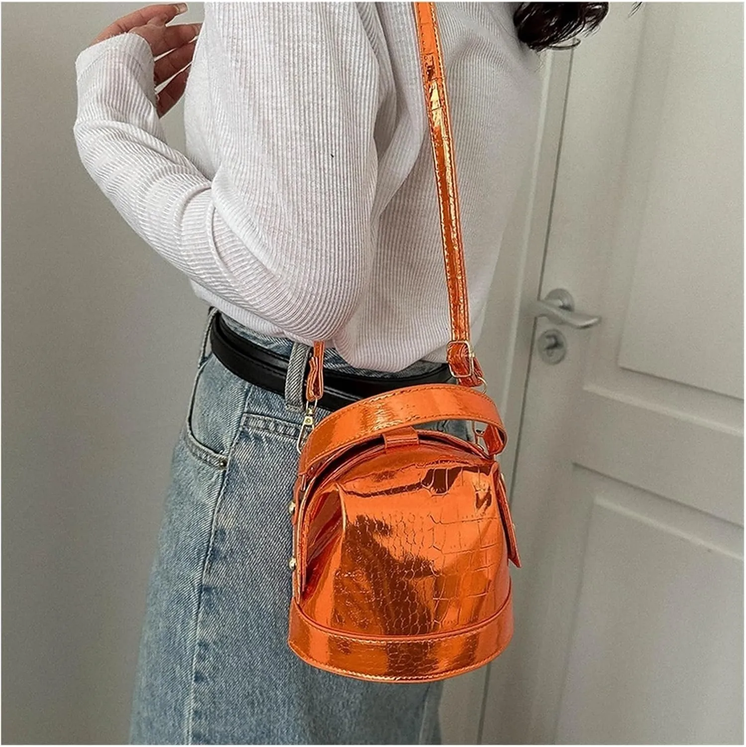 Fit For Mini Buckets Bags PU Leather Purse Fashion Chains Bag Golden Silver Satchel Women Wallets Party Shoulder Bag