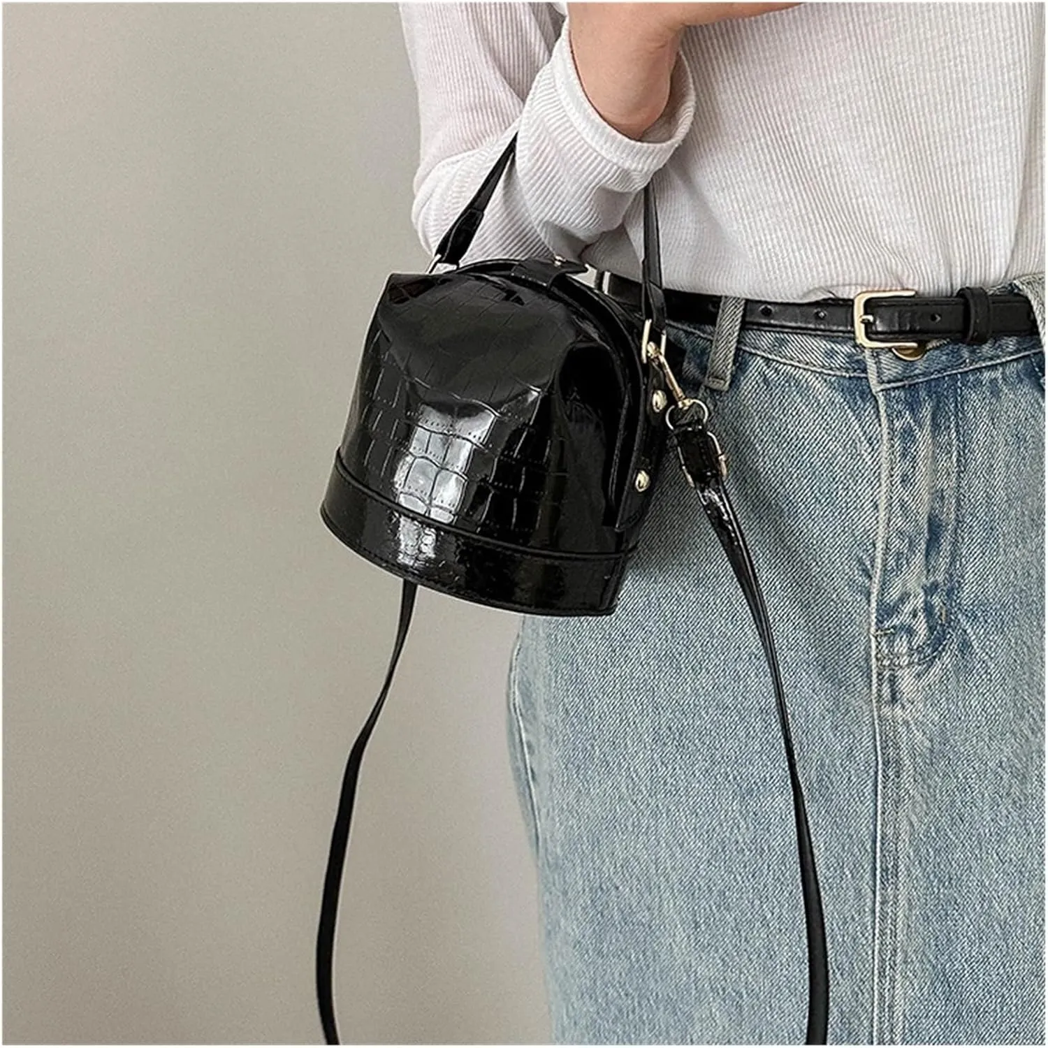Fit For Mini Buckets Bags PU Leather Purse Fashion Chains Bag Golden Silver Satchel Women Wallets Party Shoulder Bag