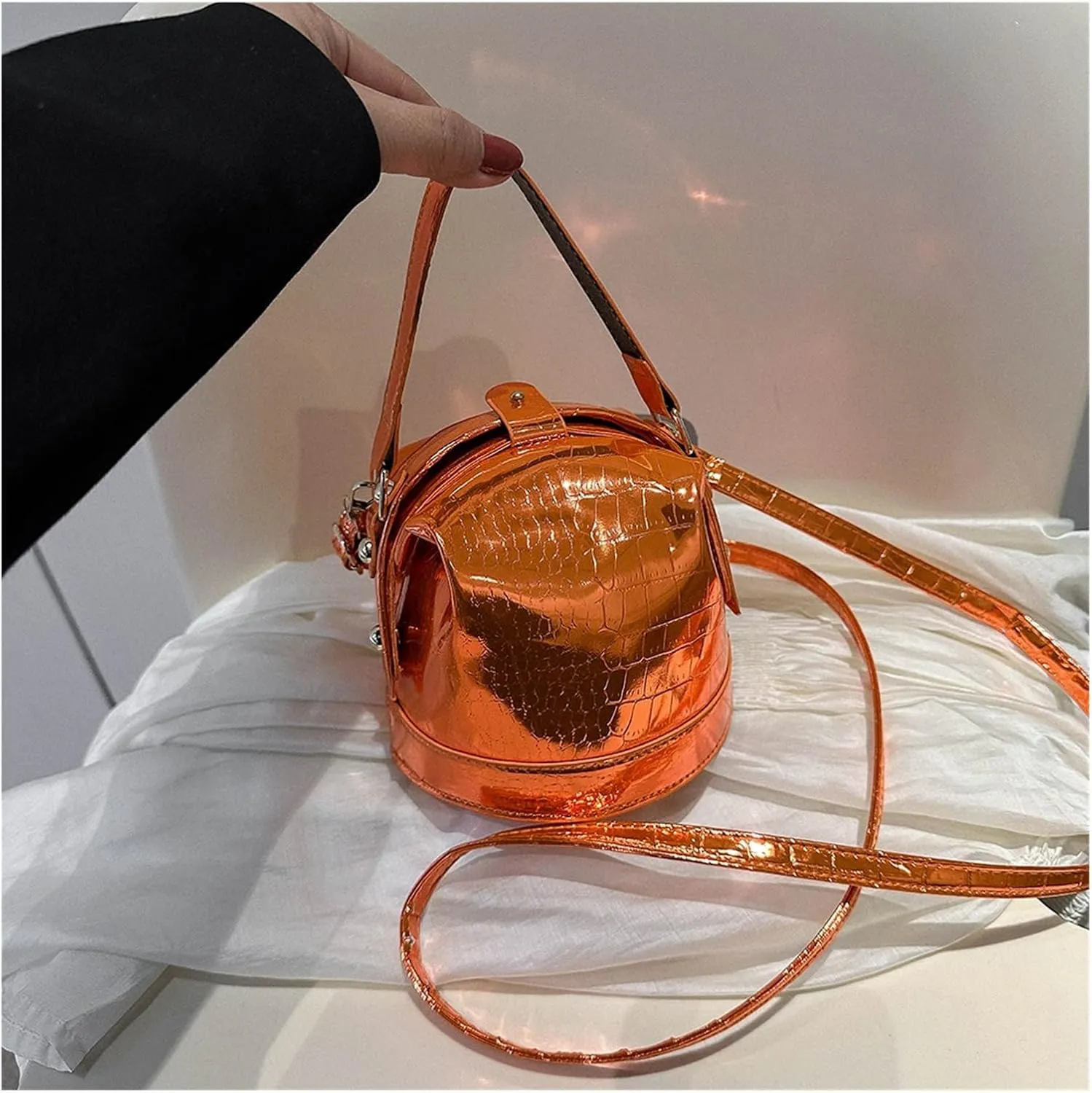 Fit For Mini Buckets Bags PU Leather Purse Fashion Chains Bag Golden Silver Satchel Women Wallets Party Shoulder Bag