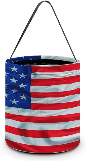 Flag Pattern Halloween Tote Candy Bag Candy Basket Candy Bucket Gift Bag for Halloween Party