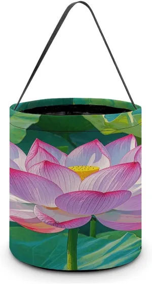 Flower Purple Halloween Tote Candy Bag Candy Basket Candy Bucket Gift Bag for Halloween Party