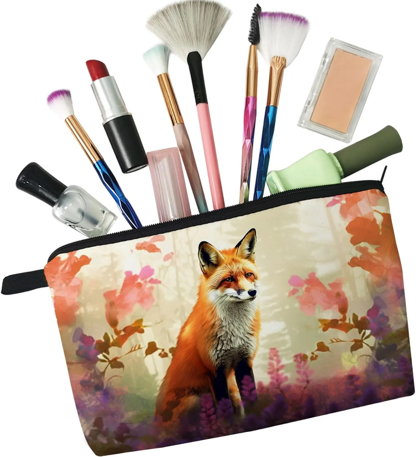 Fox Gift Fox Makeup Bag Cute Small Makeup Organizer Bag Travel Toiletry Zipper Pouch Fox Cosmetic Bag Birthday Christmas Gift for Fox Lovers Women